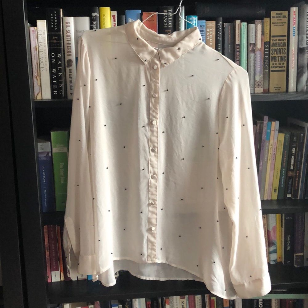 Sheer beaded cream blouse
